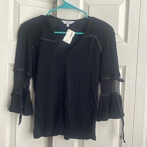 NWT Tair women's black V neck size S 3/4 sleeve USA